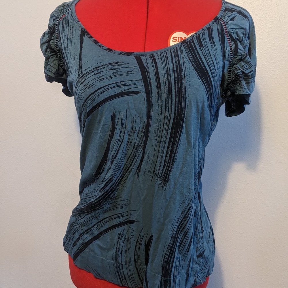 CALVIN KLEIN -  blue and black blouse, Women's, Large